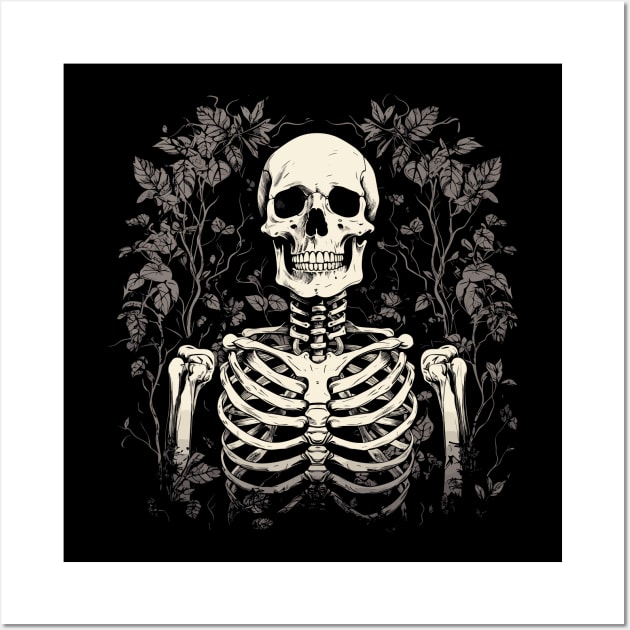 Skeleton with Leaves Wall Art by wordwearstyle